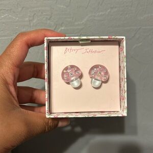 NIB Betsey Johnson Pink Mushroom Earrings